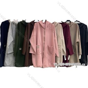 Mikina dlouhá s kapucňou na zips dlhý rukáv dámska nadrozmer (54/56/58 ONE SIZE) TALIANSKA MÓDA IMC25489