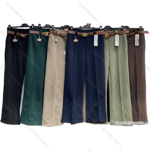 Nohavice dlhé elegantné s opaskom dámske (S/M/L ONE SIZE) TALIANSKA MÓDA IMC25498