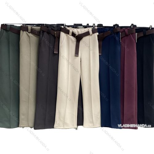 Nohavice dlhé elegantné s opaskom dámske (S/M/L ONE SIZE) TALIANSKA MÓDA IMC25501