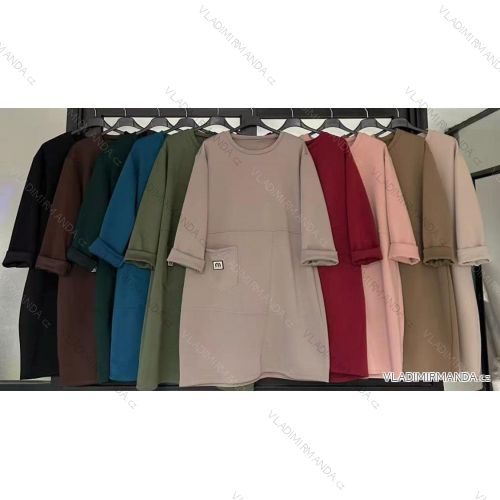 Šaty teplé dlhý rukáv dámske nadrozmer (50/52/54 ONE SIZE) TALIANSKA MÓDA IMC25507