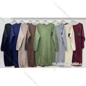 Šaty úpletové dlhý rukáv dámske nadrozmer (46/48/50 ONE SIZE) TALIANSKA MÓDA IM425708