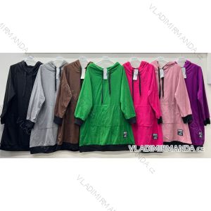 Šaty mikinové dlhý rukáv dámske nadrozmer (54/56/58 ONE SIZE) TALIANSKA MÓDA IM425709