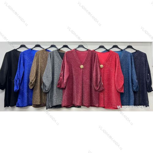 Tunika elegantní 3/4 rukáv dámska nadrozmer (52/54/56 ONE SIZE) TALIANSKA MÓDA IM425710