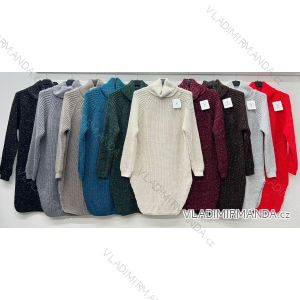 Sveter/Šaty dlhý pletený s rolákom dlhý rukáv dámsky nadrozmer (46/48/50 ONE SIZE) TALIANSKA MÓDA IM425716