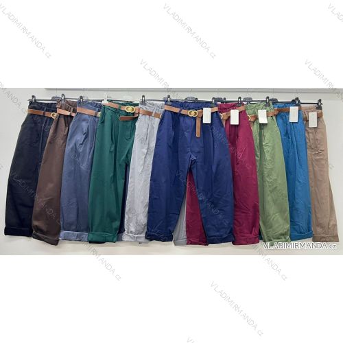 Nohavice volnočasové s opaskom dámske nadrozmer (44/46/48 ONE SIZE) TALIANSKA MÓDA IM425719