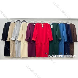 Šaty voľnočasové teplé máslové dlhý rukáv dámske (S/M/L ONE SIZE) TALIANSKA MÓDA IM425721