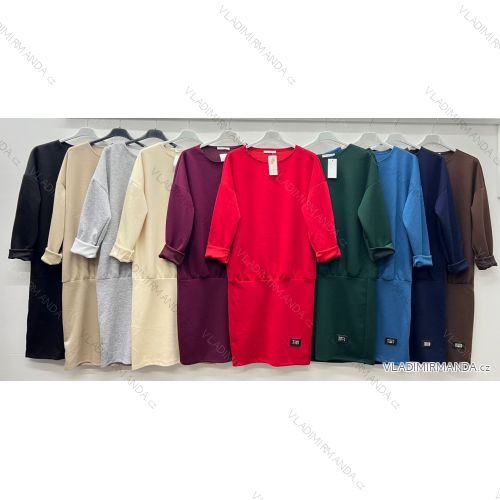Šaty voľnočasové teplé máslové dlhý rukáv dámske (S/M/L ONE SIZE) TALIANSKA MÓDA IM425721