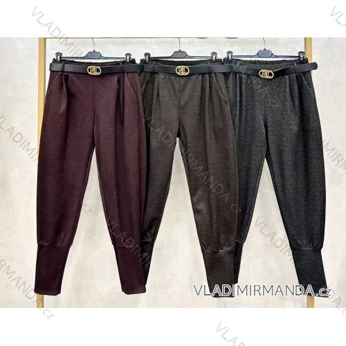kalhoty elegantné s opaskom dámske (S/M/L ONE SIZE) TALIANSKA MÓDA IMD25287