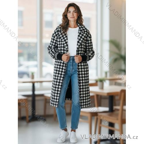 Kabát dlouhý rukáv dámsky nadromer (46/48/50 ONE SIZE) POLSKÁ MÓDA IMD25295
