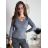 Sveter úpletový tenký dlhý rukáv dámsky  FREA (S/M/L ONE SIZE) TALIANSKA MÓDA IMD25150/DR hnědá camel S/M/L