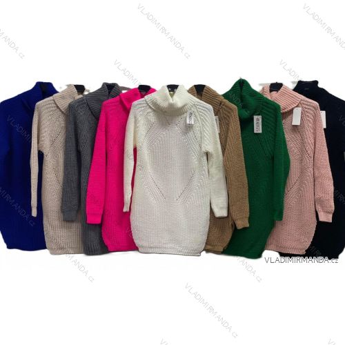 Sveter predĺžený pletený s rolákom dlhý rukáv dámsky nadrozmer (44/46/48 ONE SIZE) TALIANSKA MÓDA IMC25463