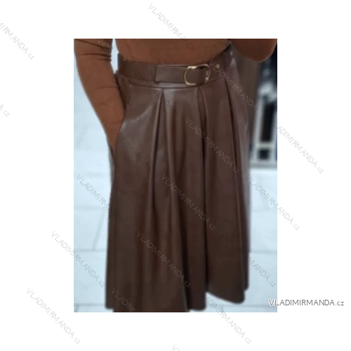 Sukňa koženková stredne dlhá s opaskom dámska (S/M/L ONE SIZE) TALIANSKA MÓDA IMPLI258040