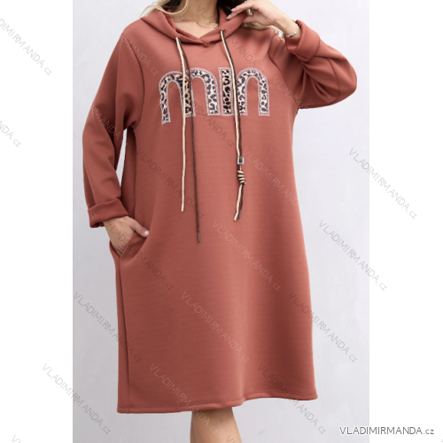 Šaty oversize mikinové s kapucňou dlhý rukáv dámske (S/M/L ONE SIZE) TALIANSKA MÓDA IMPLI2521809