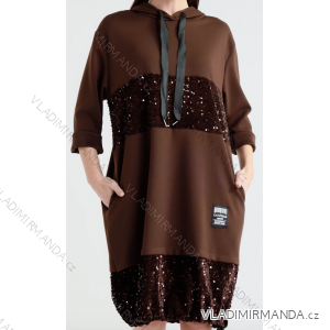 Šaty oversize mikinové s kapucňou dlhý rukáv dámske (S/M/L ONE SIZE) TALIANSKA MÓDA IMPLI2507385