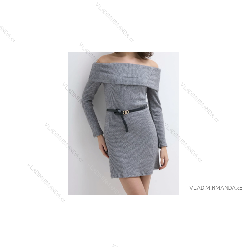 Šaty elegantné pletené dlhý rukáv dámske (S/M/L ONE SIZE) TALIANSKA MÓDA IMPLI257105