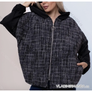 Bunda krátka s kapucňou dlhý rukáv dámska (S/M/L ONE SIZE) TALIANSKA MÓDA IMPLI2550875-