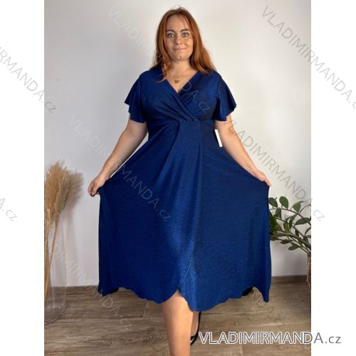 Šaty dlhé spoločenské trblietavé krátky rukáv dámske nadrozměr JITA (44/46/48 ONE SIZE) TALIANSKA MÓDA IM425653