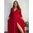 Šaty dlhé spoločenské trblietavé 3/4 rukáv dámske nadrozměr (42/44/46 ONE SIZE) TALIANSKA MÓDA IM4251154/DUR červená