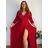 Šaty dlhé spoločenské trblietavé 3/4 rukáv dámske nadrozměr (42/44/46 ONE SIZE) TALIANSKA MÓDA IM4251154/DUR červená