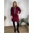 Šaty mikinové s kapucí máslové dlhý rukáv dámske nadrozmer KIKA (42/44/46 ONE SIZE) TALIANSKA MÓDA IM425714/DUR  vínová
