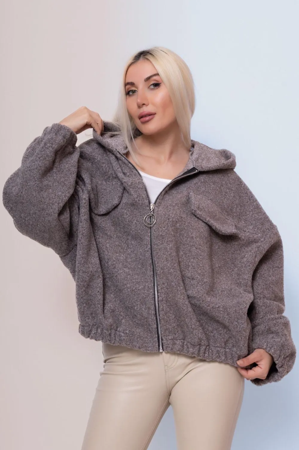 Mikina teplá s kapucňou dlhý rukáv dámska (S/M/L ONE SIZE) TALIANSKA MÓDA IMPLI2551089