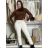 Nohavice strečové stláčače zateplené dlhé dámske PANTALONE (S/M/L ONE SIZE) TALIANSKA MÓDA IMPOZ25OL-5591/DUR S/M/L béžová