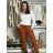 Nohavice strečové stláčače zateplené dlhé dámske PANTALONE (S/M/L ONE SIZE) TALIANSKA MÓDA IMPOZ25OL-5591/DUR S/M/L béžová