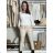 Nohavice strečové stláčače zateplené dlhé dámske PANTALONE (S/M/L ONE SIZE) TALIANSKA MÓDA IMPOZ25OL-5591/DUR S/M/L béžová