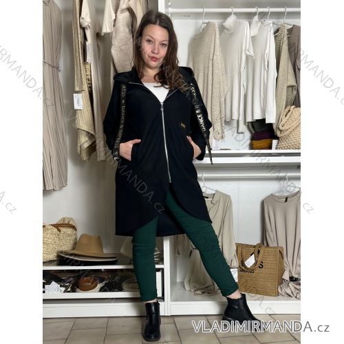 Kabát flaušový na zip dlhý dámsky DANCE (M/L/XL) TALIANSKA MÓDA IMD25282