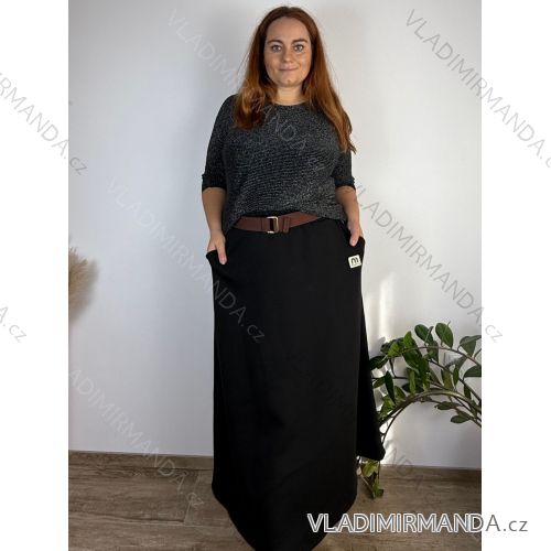 Sukňa dlhá s opaskom dámska nadrozměr VIVIEN (46/48/50 ONE SIZE) TALIANSKA MÓDA IMSM251162/DUR 46/48/50 čierna