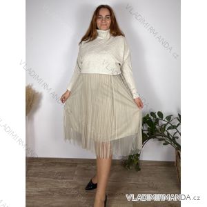 Šaty se svetrem dlouhý rukáv dámske nadrozmer ANIZA (42/44/46 ONE SIZE) TALIANSKA MÓDA IMSM251172