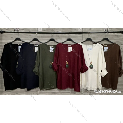 Tunika elegantná s príveskom dlhý rukáv dámska (S/M/L ONE SIZE) IMPOZ25LW-90558