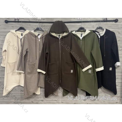Mikina teplá predĺžená s kapucňou dlhý rukáv dámska (S/M/L ONE SIZE) IMPOZ25SM-3397