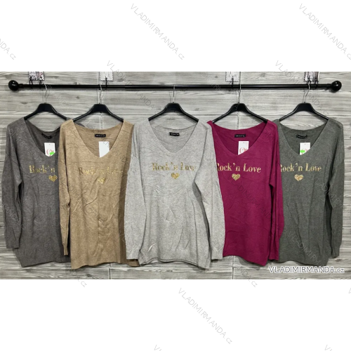 Sveter tenký dlhý rukáv dámsky (S/M/L ONE SIZE) TALIANSKA MÓDA IMPOZ25SD-9043