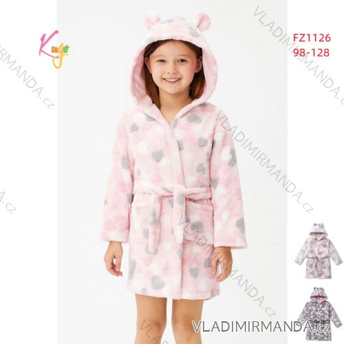 Župan teplý hebučký s kapucňou detský dievčenské (98-128) KUGO FZ1126