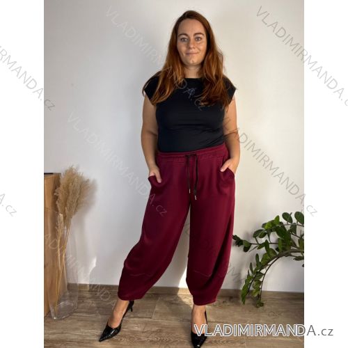 Nohavice/tepláky voľnočasové maslové balónové dámske nadrozmer (46/48/50 ONE SIZE) TALIANSKA MÓDA IM425699