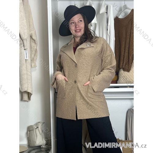 Kabát baránkový na gombíky dlhý rukáv dámsky HEART  (40/42/44 ONE SIZE) INDICKÁ MÓDA IMWKA252696