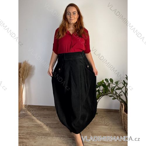 Sukňa s páskem manžestrová dámska MONA (42/44/46 ONE SIZE) TALIANSKA MóDA IMSM251161/DUR  čierna