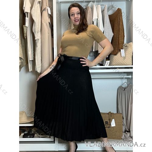 Sukňa dlhá skladaná s opaskom dámska SKILER (S/M/L ONE SIZE) TALIANSKA MÓDA IMC25333/DUR S/M/L čierna