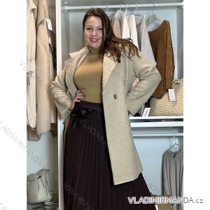 Kabát flaušový baránkový dlhý rukáv dámsky nadrozmer (44/46/48 ONE SIZE) TALIANSKA MÓDA IM4251121/DUR