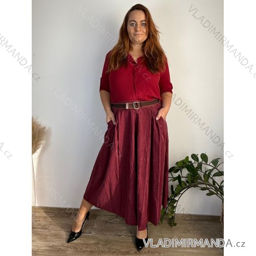 Sukňa s páskem manžestrová dámska nadrozměr AMONA (42/44/46 ONE SIZE) TALIANSKA MóDA IMSM251159