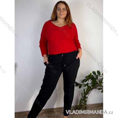 Nohavice strečové dámske nadrozmer (48/50/52 ONE SIZE) TALIANSKA MÓDA IM424639/DUR  čierna
