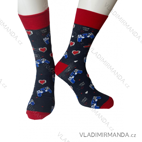 Ponožky veselé obrázkové slabé pánske herní  (41-43,44-46) POLSKÁ MODA DPP250819