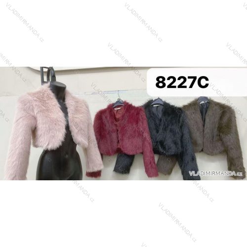 Kabátik zimný chlpatý dlhý rukáv dámsky (XS/S/M ONE SIZE) TALIANSKA MÓDA IMM25M8227
