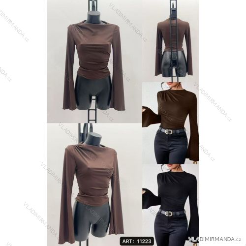 Tričko dlhý rukáv dámske (XS/S/M ONE SIZE) TALIANSKA MÓDA IMM25M11223