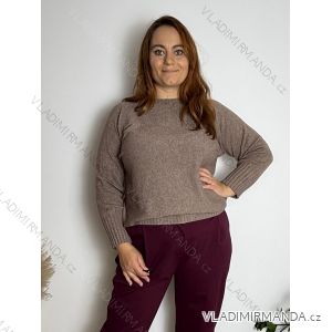 Sveter úpletový dlhý rukáv dámsky nadrozmer (50/52/54 ONE SIZE) TALIANSKA MÓDA IM4251161/DUR
