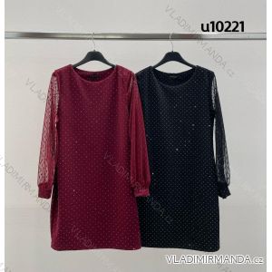 Šaty krátke spoločenské trblietavé dlhý rukáv dámske (XS/S/M ONE SIZE) TALIANSKA MÓDA IMM25M10221
