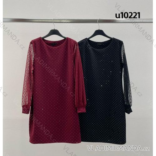 Šaty krátke spoločenské trblietavé dlhý rukáv dámske (XS/S/M ONE SIZE) TALIANSKA MÓDA IMM25M10221