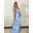 Šaty dlhé elegantné spoločenské bez rukávov dámske (S/M/L ONE SIZE) TALIANSKA MÓDA IMPBB25B22586/DU -   svetlo modrá -   S/M/L