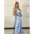 Šaty dlhé elegantné spoločenské bez rukávov dámske (S/M/L ONE SIZE) TALIANSKA MÓDA IMPBB25B22586/DU -   svetlo modrá -   S/M/L